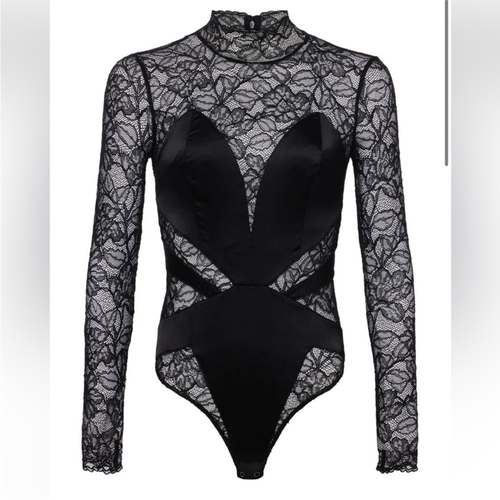 L'AGENCE Black Long Sleeve Cut Out Bodysuit